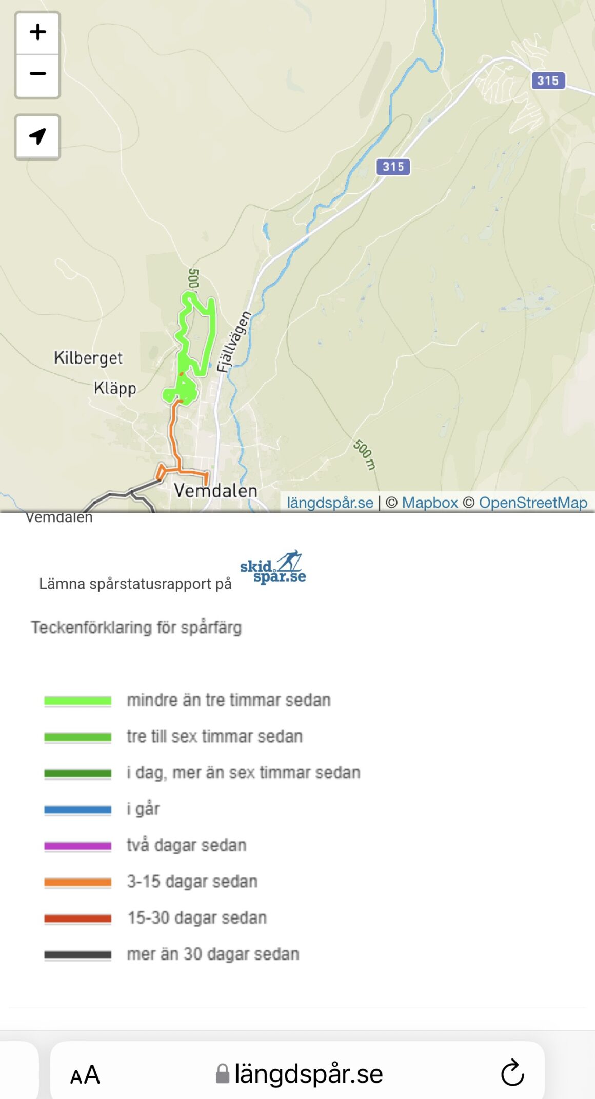 längdspår.se Karta över längdspår i Vemdalen
