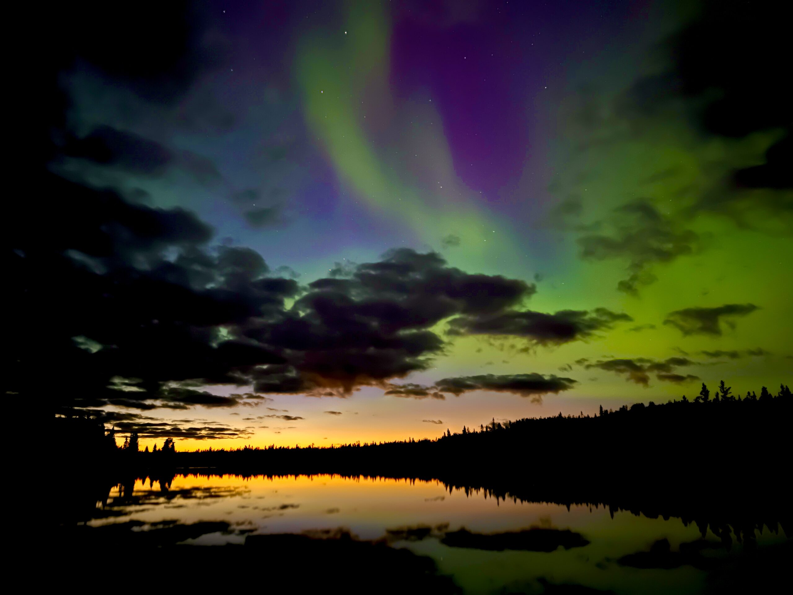 Norrsken och solnedgång i Vemdalen