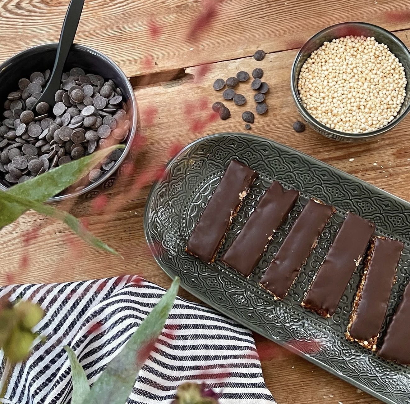 Chokladbars utan gluten och socker.